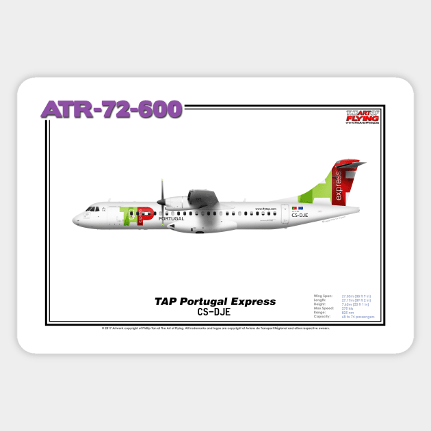 Avions de Transport Régional 72-600 - TAP Portugal Express (Art Print) Sticker by TheArtofFlying